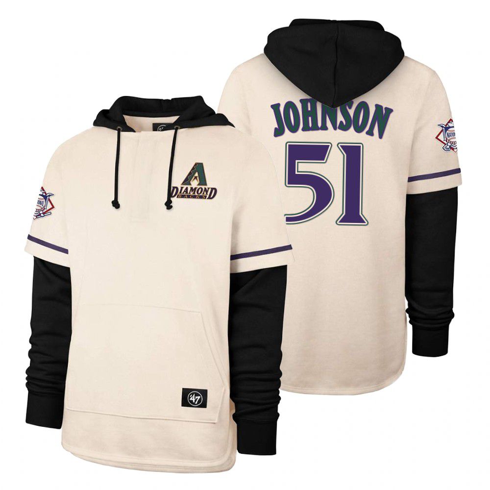 Men Arizona Diamondback #51 Johnson Cream 2021 Pullover Hoodie MLB Jersey